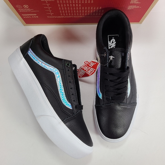 Vans Shoes - Vans Old Skool Platform Holo Sidestripe Black True White Sneakers Women Size 9.5